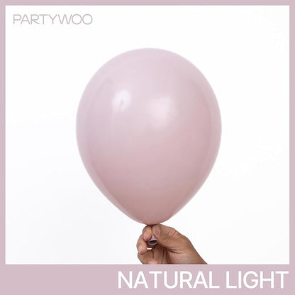 PartyWoo Dusty Pink Balloons 101pcs 12 Inch Boho Blush Lilac Pink Latex Helium Balloons for Princess Birthday Baby Shower Graduation Gender Reveal Anniversary Bachelorette Party Decorations Pink-F54
