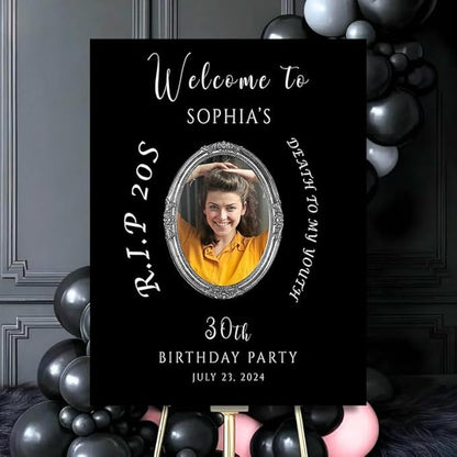 RIP 20s Welcome to My 30th Birthday Party Sign, Personalized Funeral For My Youth Custom Decor, Death to My Youth Welcome Board.