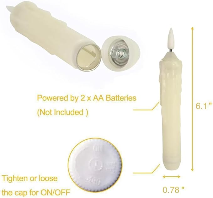 6 Pcs Flameless Taper Candles LED Taper Candles Flickering with Remote Timer Dimmer Ivory LED Candlestick for Halloween Christmas Wedding Church Easter Party Decor Table Centerpiece, 6.1 in