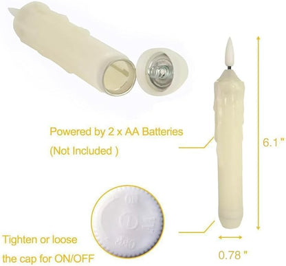 6 Pcs Flameless Taper Candles LED Taper Candles Flickering with Remote Timer Dimmer Ivory LED Candlestick for Halloween Christmas Wedding Church Easter Party Decor Table Centerpiece, 6.1 in