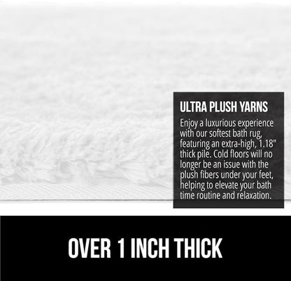GORILLA GRIP Bathroom Rugs, 36x24, Ultra Soft Absorbent Mat, Thick Plush Bath Rug, Machine Washable, Microfiber Quick Dry, Mats for Shower, Bathtub and Floor, Home Decor Accessories, White