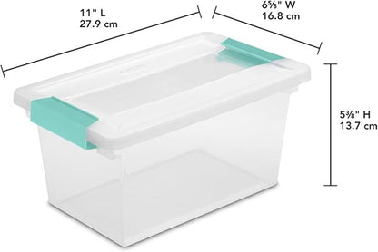 Sterilite 16-Pack Clip Box, Stackable Clear Plastic Bins with Latching Lids, Medium - Writing, Arts or Crafts Supplies Storage Containers for Home, Office, Classroom and Workshop Organization