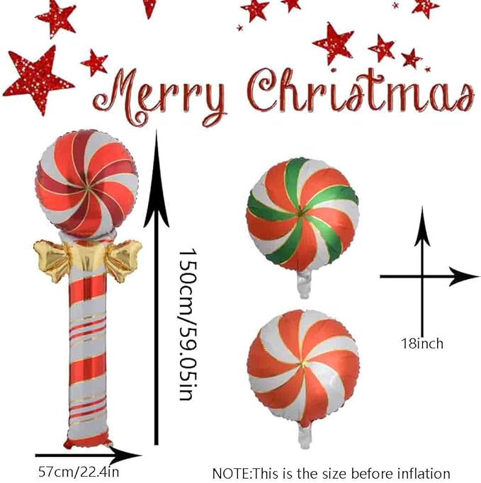 Christmas Ballooons Set Lollipop Windmill Balloons Colorful Candy Cane Swirl Balloons for Christmas-Themed Party Birthday Party Supplies Decorations 8 PCS