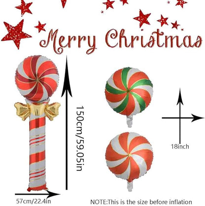 Christmas Ballooons Set Lollipop Windmill Balloons Colorful Candy Cane Swirl Balloons for Christmas-Themed Party Birthday Party Supplies Decorations 8 PCS