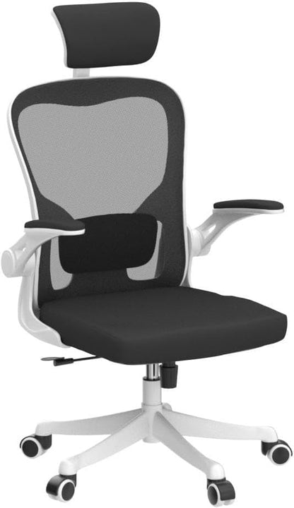 Monhey Office Chair, Ergonomic Office Chair with Lumbar Support & 3D Headrest & Flip Up Arms Home Office Desk Chairs Rockable Computer Chair Multi-Angle from 90° to 130° with 350LBS CapacityChair