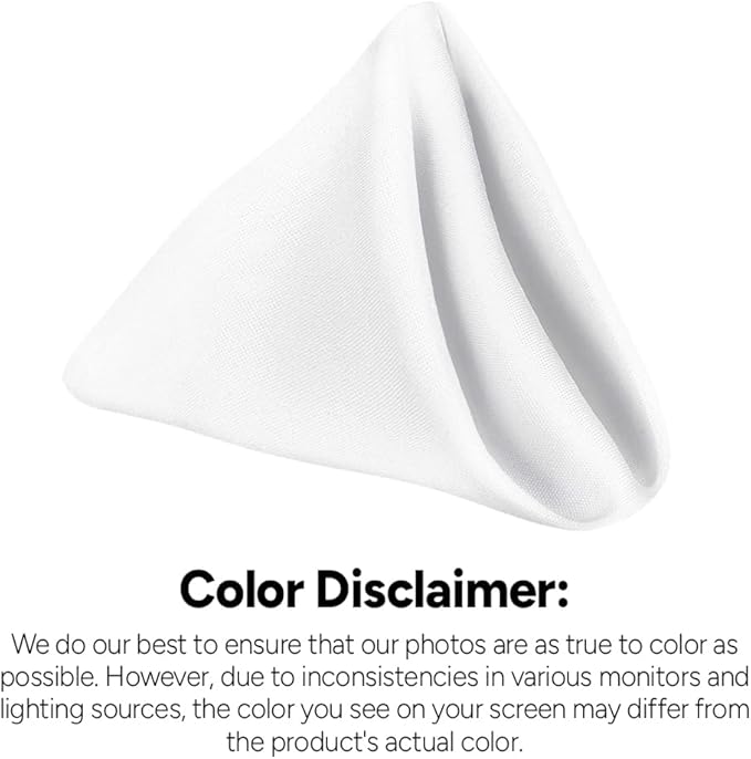 White Cloth Napkins Bulk (Pack of 24) - 100% Polyester Dinner Linen Napkins Cloth Washable & Reusable - Durable with Hemmed Edges - Ideal for Parties and Weddings (17x17 Inches)