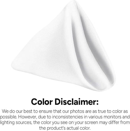 White Cloth Napkins Bulk (Pack of 24) - 100% Polyester Dinner Linen Napkins Cloth Washable & Reusable - Durable with Hemmed Edges - Ideal for Parties and Weddings (17x17 Inches)