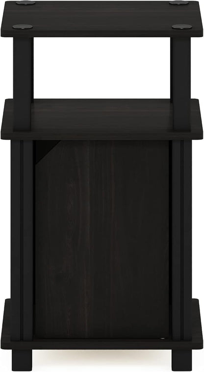 Furinno Brahms 3-Tier End Side Sofa Table/Nighstand with Door, 1-Pack, Espresso/Black