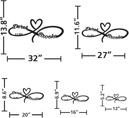 Personalized Valentines Metal Wall Sign, Custom Infinity Heart Love Couple Name Sign, Valentine's Wedding Gifts for Couples, Metal Engagement Sign, Home Decoration, Gift for Anniversary