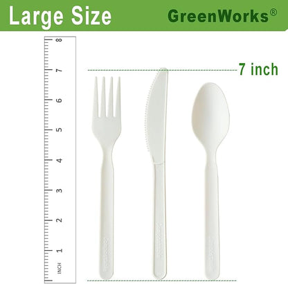 GreenWorks 1000 Heavy-duty Compostable Spoons,BPI Certified 7" Series Large Bulk Disposable Cutlery Spoon