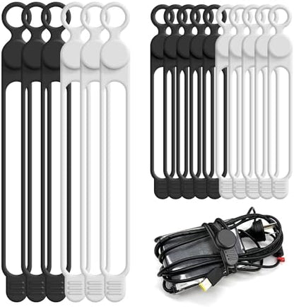 16Pcs Silicone Cable Ties, Cord Organizer Cable Management-2Sizes