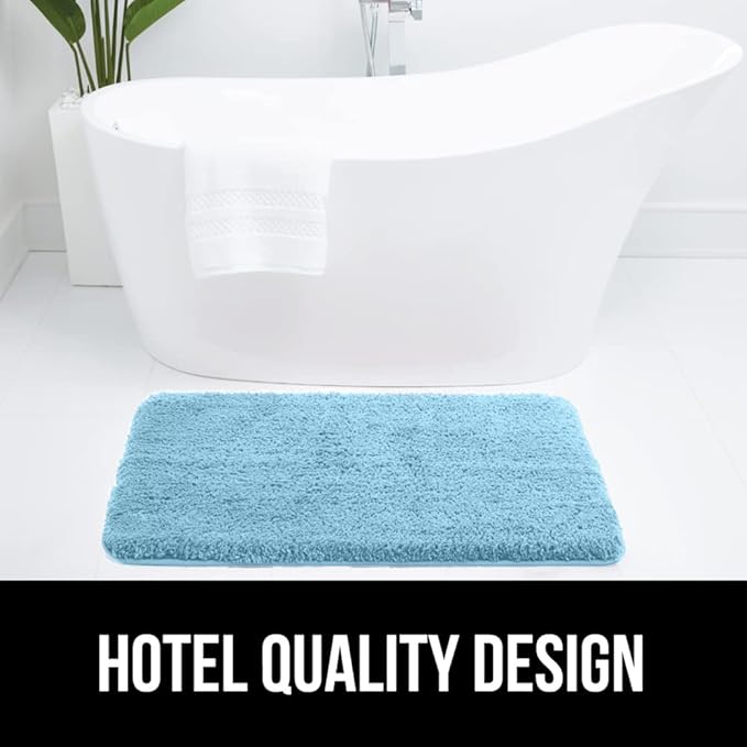 GORILLA GRIP Bathroom Rugs, 36x24, Ultra Soft Absorbent Mat, Thick Plush Bath Rug, Machine Washable, Microfiber Quick Dry, Mats for Shower, Bathtub and Floor, Home Decor Accessories, Sky Blue