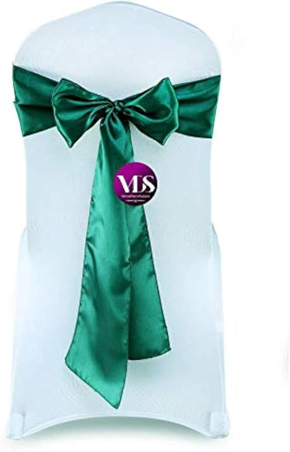 VDS Satin Chair Sashes Chair Cover Back Tie Sateen Bows Ribbon for Wedding Birthday Graduation Engagement Ceremony Event Party Banquet Venue Hotel All Dining Chair Decoration (10PC) (Emerald Green)