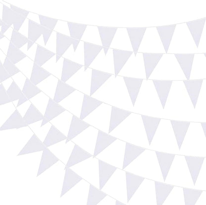 100 Feet Pennant Banners Flags 75 Solid String Triangle Flags for Grand Opening, Carnival Theme Birthday Party Decoration Outdoor Events Classroom Decoration(White)
