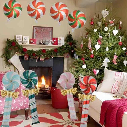 Christmas Ballooons Set Lollipop Windmill Balloons Colorful Candy Cane Swirl Balloons for Christmas-Themed Party Birthday Party Supplies Decorations 8 PCS