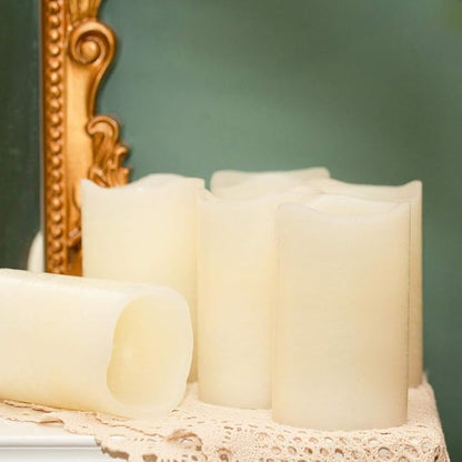 H-BLOSSOM Flickering Flameless Candles Battery Operated Real Wax Pillar Candles LED Candles with 10 Key Remote Control Cycling Timer Set of 6 (3" x 5" Remote)