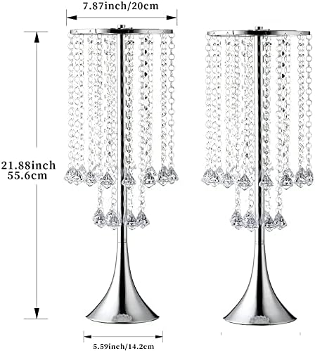 Set of 10pcs Silver Crystal Centerpieces Tall Metal Flower Arrangement Vase for Wedding Party Dinner Event Hotel Home Decor