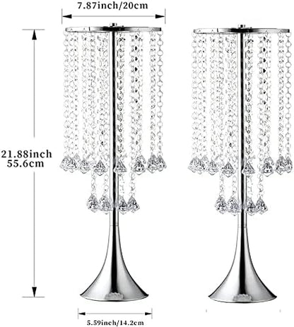 Set of 10pcs Silver Crystal Centerpieces Tall Metal Flower Arrangement Vase for Wedding Party Dinner Event Hotel Home Decor