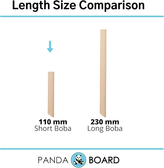 Pandaboard™ Compostable - Short - Bamboo Boba/Milkshake/Smoothie Straws - Unwrapped - bag of 100