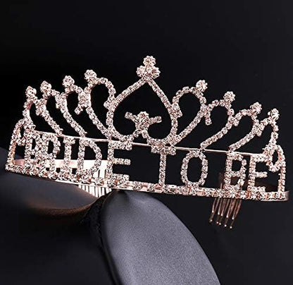 Coucoland Women’s Bride to Be Crown Tiara and Bride to Be Sash Crystal Rhinestone Tiara Headband for Wedding Bridal Shower
