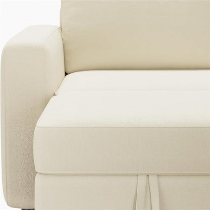 Yaheetech Sectional Sofa L-Shaped Sofa Couch Bed w/Chaise & USB, Reversible Couch Sleeper w/Pull Out Bed & Storage Space Living Room Beige