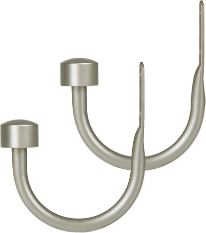 TONIAL Curtain Holdbacks, Decorative Curtain Tieback for Wall Antique Silver Window Drapery Hold Backs Small with Round Finials (1 Pair/2 Pack)