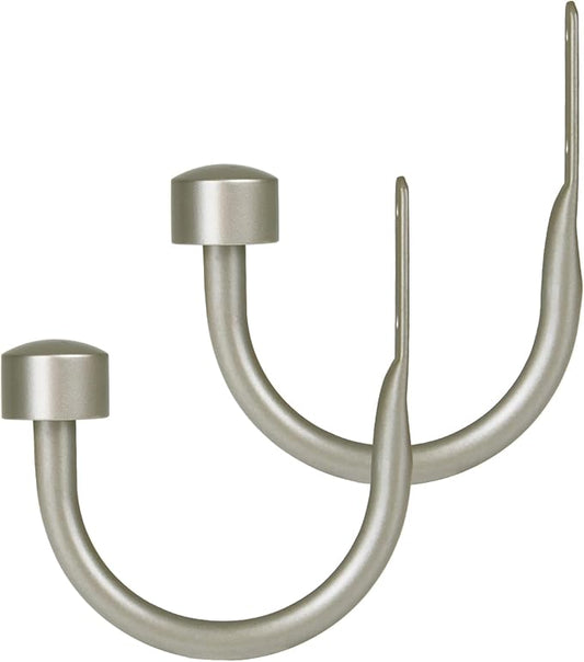 TONIAL Curtain Holdbacks, Decorative Curtain Tieback for Wall Antique Silver Window Drapery Hold Backs Small with Round Finials (1 Pair/2 Pack)