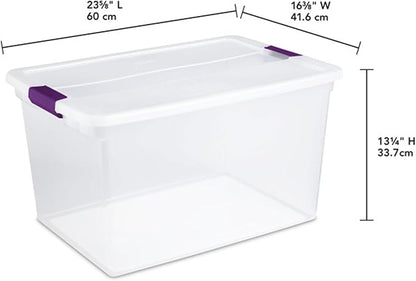 Sterilite 18-Pack 66 Quart Clearview Latch Box, Stackable Organizer Bins with Latching Lids - Clear Plastic Organization Containers for Closet, Bedroom, Shelving Units and Everyday Home Storage