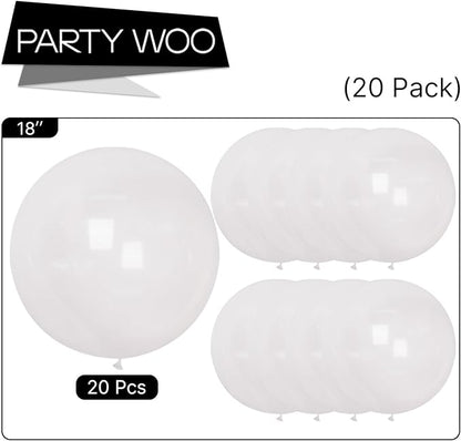 PartyWoo Clear Balloons 20pcs 18 Inch Transparent Latex Helium Balloons for Graduation Wedding Baby Shower Bridal Shower Engagement Gender Reveal Anniversary Birthday Party Decorations Clear-Y2