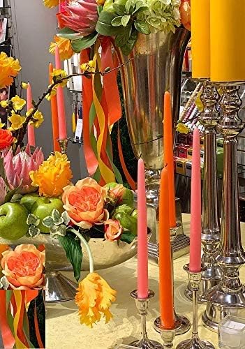 D'light Online Elegant Unscented 12" Coral Taper Candles Premium Quality Hand-Dipped Tapered Candles, Dripless and Smokeless - Set of 12 Individually Wrapped (12 Inch, Coral)