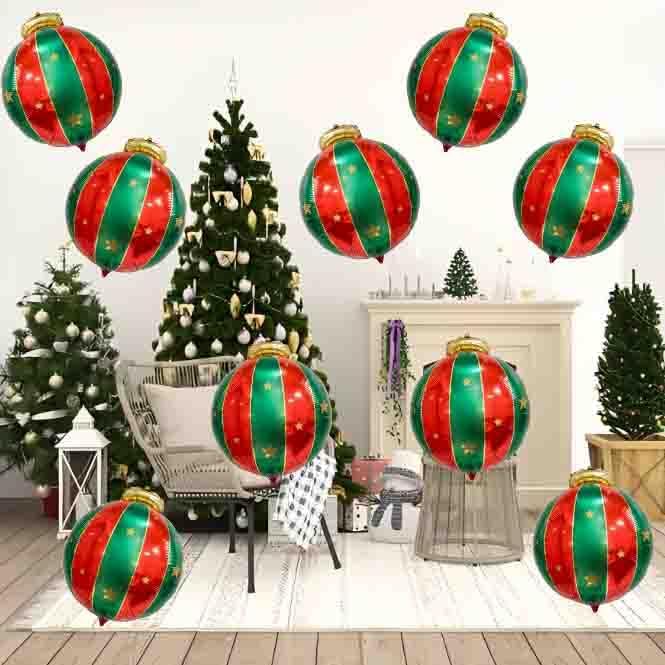 Ballooons Set Hanging Ball Balloons Xmas Mylar Red Green Balloons Kit for Christmas-Themed Party Birthday Party Supplies Decorations 9 PCS