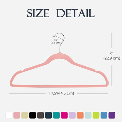 HOUSE DAY Lt Pink Velvet Hangers 60 Pack, Non Slip Clothes Felt Hanger Heavy Duty for Coat, Premium Slim Space Saving Suit Hangers for Closet Organizer, 360° Rotating Silver Hook