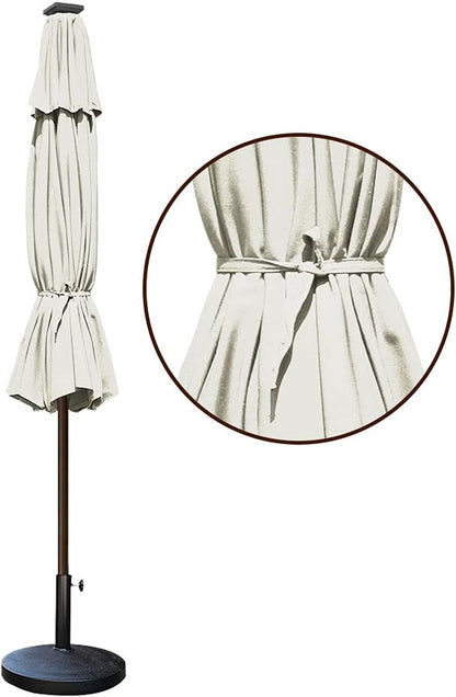 EliteShade USA 10-Year-Non-Fading Solar 9ft Market Umbrella with 80 LED Lights Patio Umbrellas Outdoor Table Umbrella with Ventilation, Natural