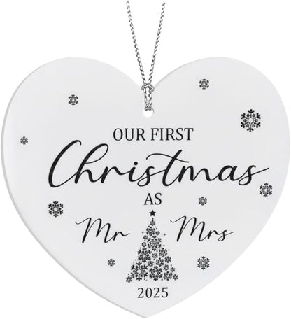 Our First Christmas as Mr & Mrs 2025 Ornament, Expecting Couple, Promoted to Grandparents Gift, Engagement Gift for Couples, First Married Christmas