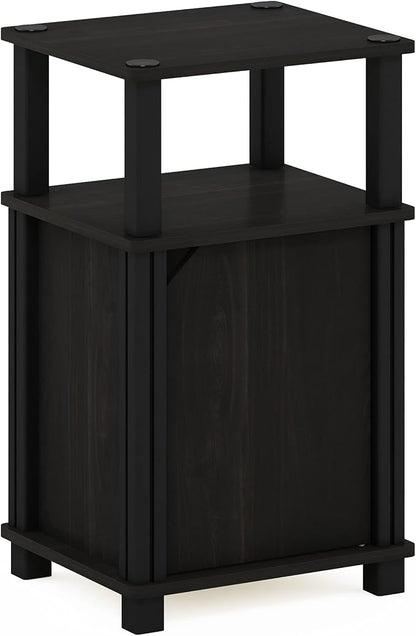Furinno Brahms 3-Tier End Side Sofa Table/Nighstand with Door, 1-Pack, Espresso/Black