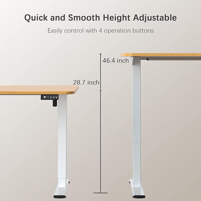 Furmax Electric Height Adjustable Standing Desk Large 63 x 24 Inches Sit Stand Up Desk Home Office Computer Desk Memory Preset with T-Shaped Metal Bracket, Wood