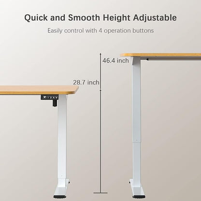 Furmax Electric Height Adjustable Standing Desk Large 48 x 24 Inches Sit Stand up Desk Home Office Computer Desk Memory Preset with T-Shaped Metal Bracket, Wood