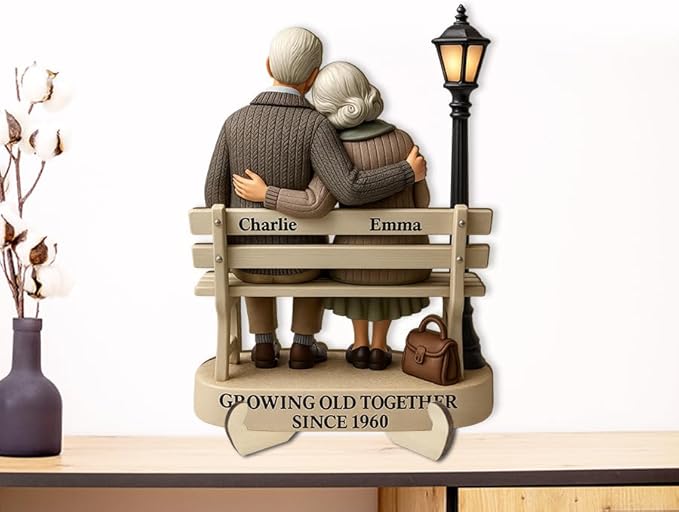 Growing Old Together Wooden Sign, Gifts for Him Her Wife Husband, Custom Wood Art Plaque Anniversary Cute Couples Gift, Valentine Christmas Gift For Parents, Grandparents Decorations Sign 38