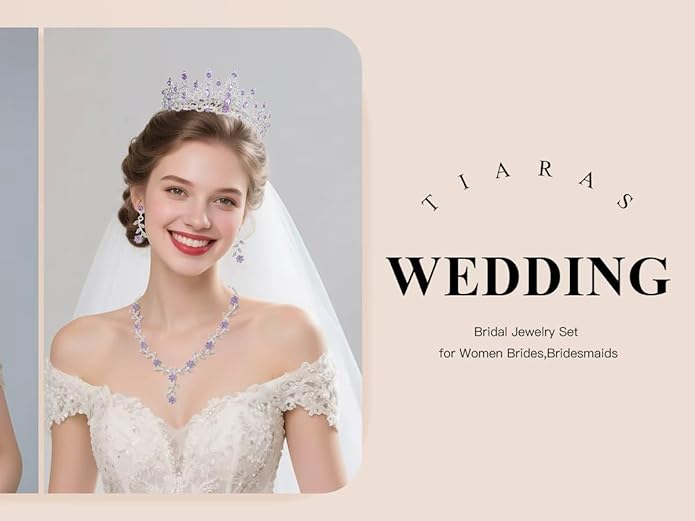 Kamirola Tiaras and Crowns for Women,Tiaras Earrings Necklace, Crystal Bridal Jewelry Set (TR48)