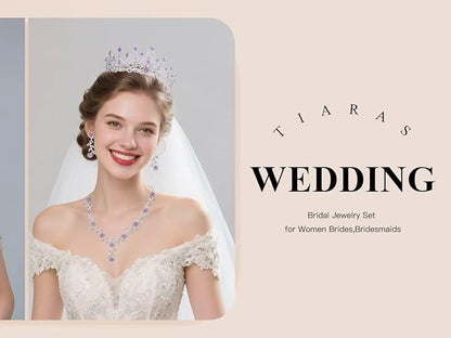 Kamirola Tiaras and Crowns for Women,Tiaras Earrings Necklace, Crystal Bridal Jewelry Set (TR48)