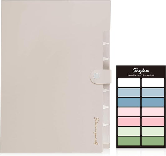 SKYDUE Expanding File Organizer with 8 Pockets, Accordion File Folders with Labels, Portable Document Paper Bill Receipt Organizer, Home College School Office Supplies, Letter Size,Milk Tea Brow