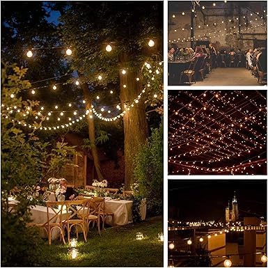 Hometown Evolution, Inc. G50 2" LED Filament Outdoor Patio String Lights with 0.6 Watt Light Bulbs (G50 LED - White Wire, 10 ft)