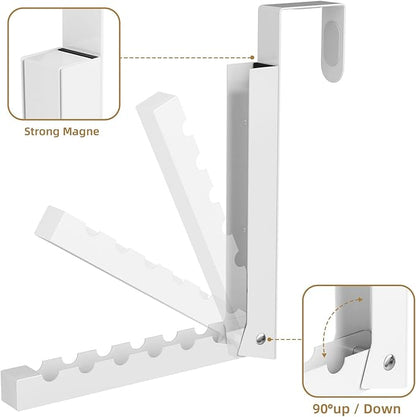 BAKON Over The Door Hanger Folding Clothes Drying Rack, Folding Hanging Coat Rack for Indoor Laundry Room Compact Small Space Foldable Portable Clothing Hanger Hook Collapsible- 2 Pack