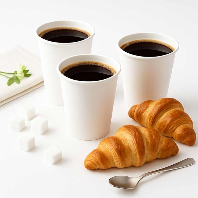 360 Count Pack 12 oz Disposable Paper Coffee Cups, Hot & Cold Drink Cups for Coffee, Tea, Juice, Leak-Proof Food Safe White Paper Cups for Home, Office, Cafes, Travel,