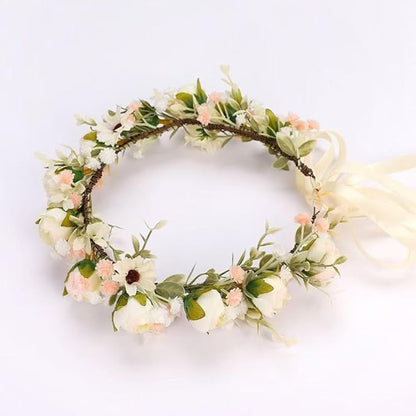 Floral Fall Camellia Flower Crown Rose Headpiece Wedding Bridal Flower Girl Halo Maternity Photo Props FL-03