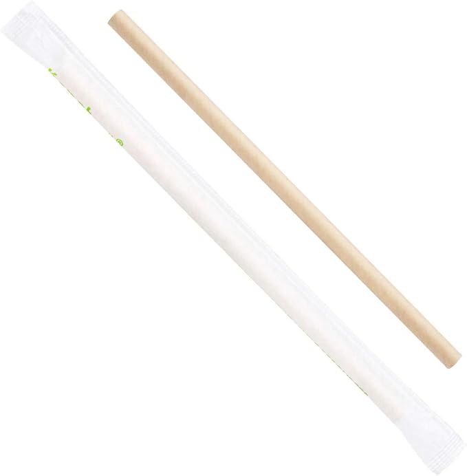 Karat Earth 7.75" Giant Paper Straw, Paper Wrapped - Kraft (2,000 ct)