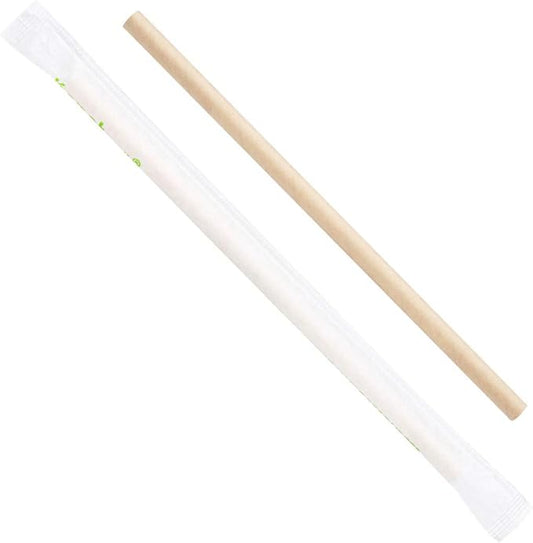 Karat Earth 7.75" Giant Paper Straw, Paper Wrapped - Kraft (2,000 ct)
