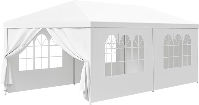 HomGarden 10'x20' Outdoor Canopy Tent Camping Gazebo Storage Shelter Pavilion Cater for Party Wedding Events BBQ w/4 Removable Enclosure Sidewalls & 2 Zippered Doorways