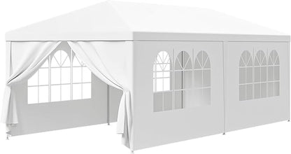 HomGarden 10'x20' Outdoor Canopy Tent Camping Gazebo Storage Shelter Pavilion Cater for Party Wedding Events BBQ w/4 Removable Enclosure Sidewalls & 2 Zippered Doorways