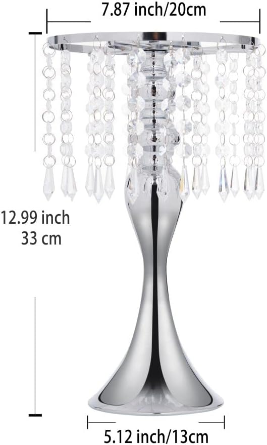 10pcs Silver Vases for Centerpieces Crystal Tabletop Metal Flower Vase Stand for Anniversary Ceremony Party Birthday Event Home Decorations